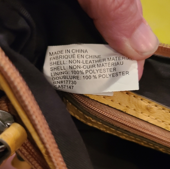 Merona Mustard Faux Ostrich Leather Crossbody Bag - Picture 4 of 6